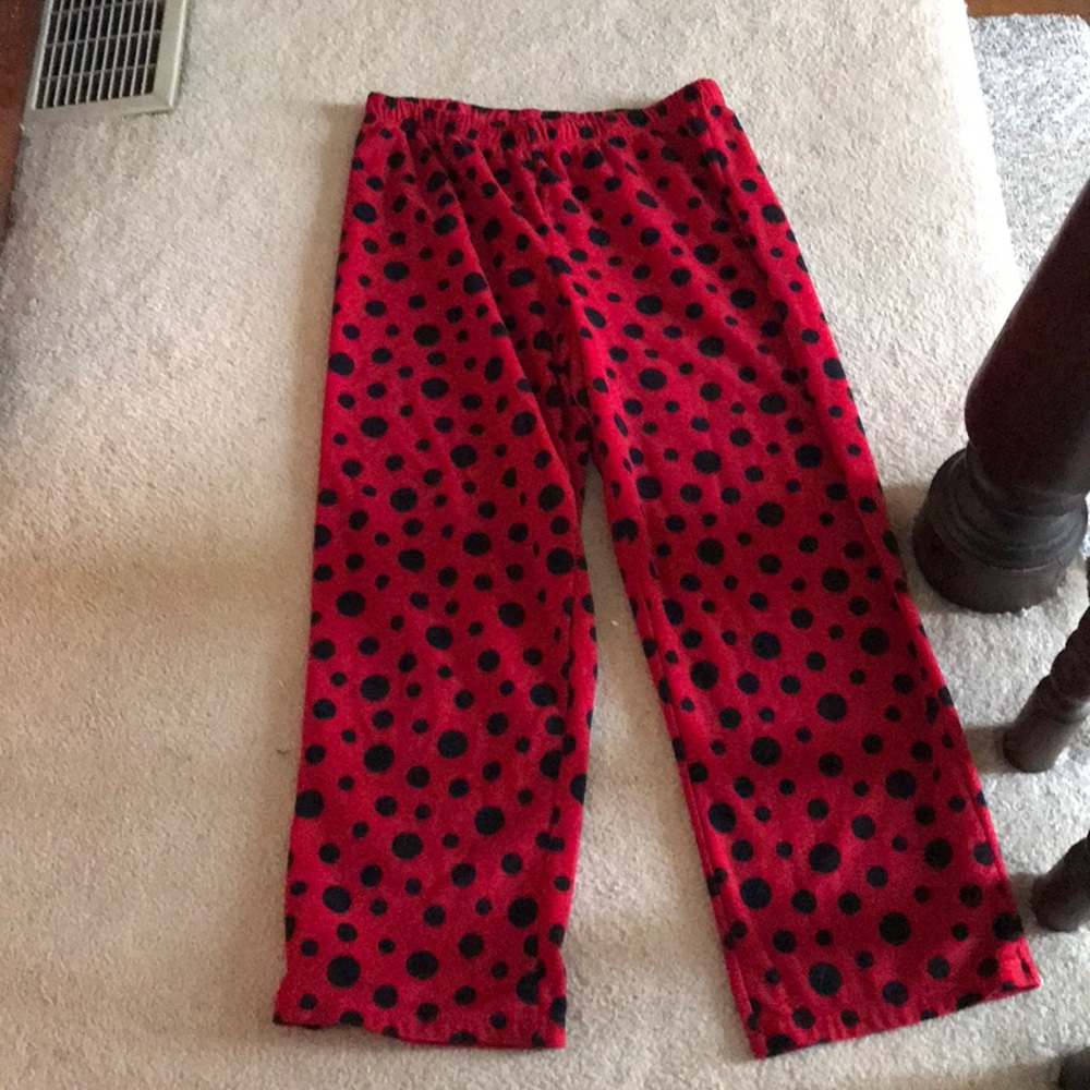 Polka Dot Pajama Pants, Polyester, Size Large